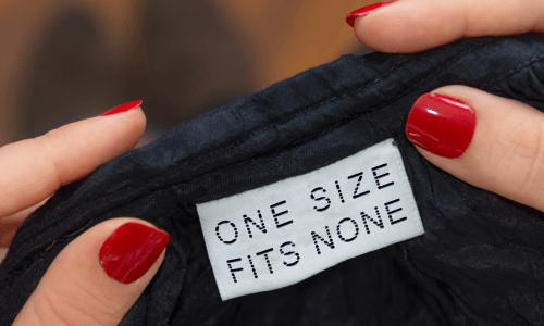 kleding gaat om pasvorm en niet om de maat